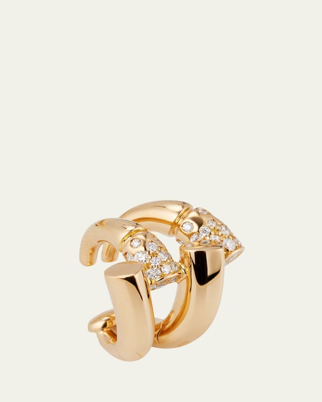18K Yellow Gold Fairmined Oera Earrcuff with Diamonds